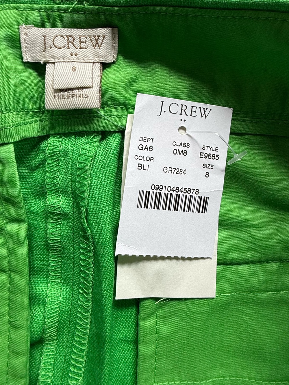 J. Crew Bright Green Scallop-Hem High Waist Shorts - Picture 7 of 8